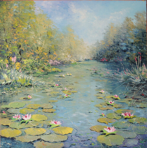 La mare aux nénuphars by Jacques Majos, Painting for Sale on Singulart