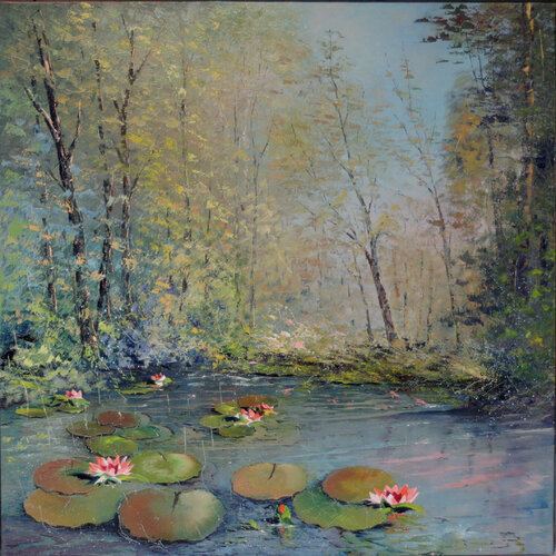 La mare aux nénuphars de Jacques Majos, Pintura a la venta en Singulart