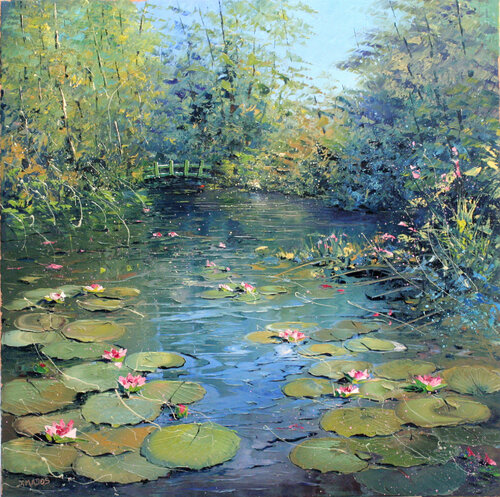 Petit pont de Giverny di Jacques Majos, Pittura in vendita su Singulart