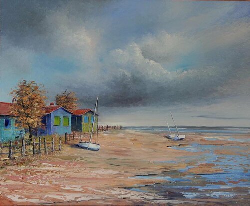 Cabanes d'Arcachon di Jacques Majos, Pittura in vendita su Singulart