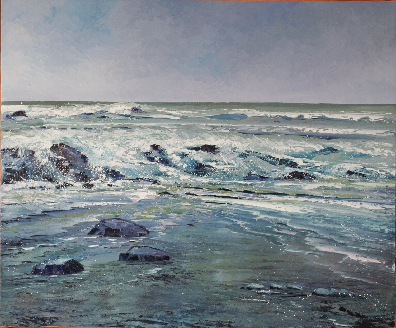 Vagues sur les roches noires Jacques Majos