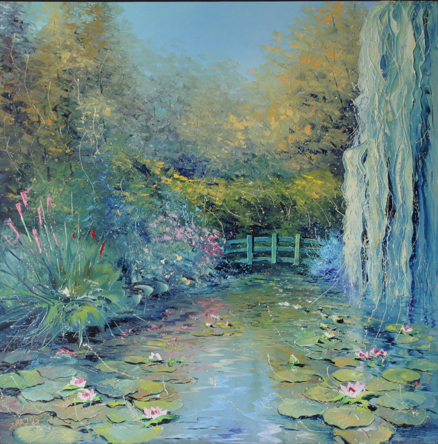 Le pont japonais Jacques Majos Originalgemälde zu verkaufen