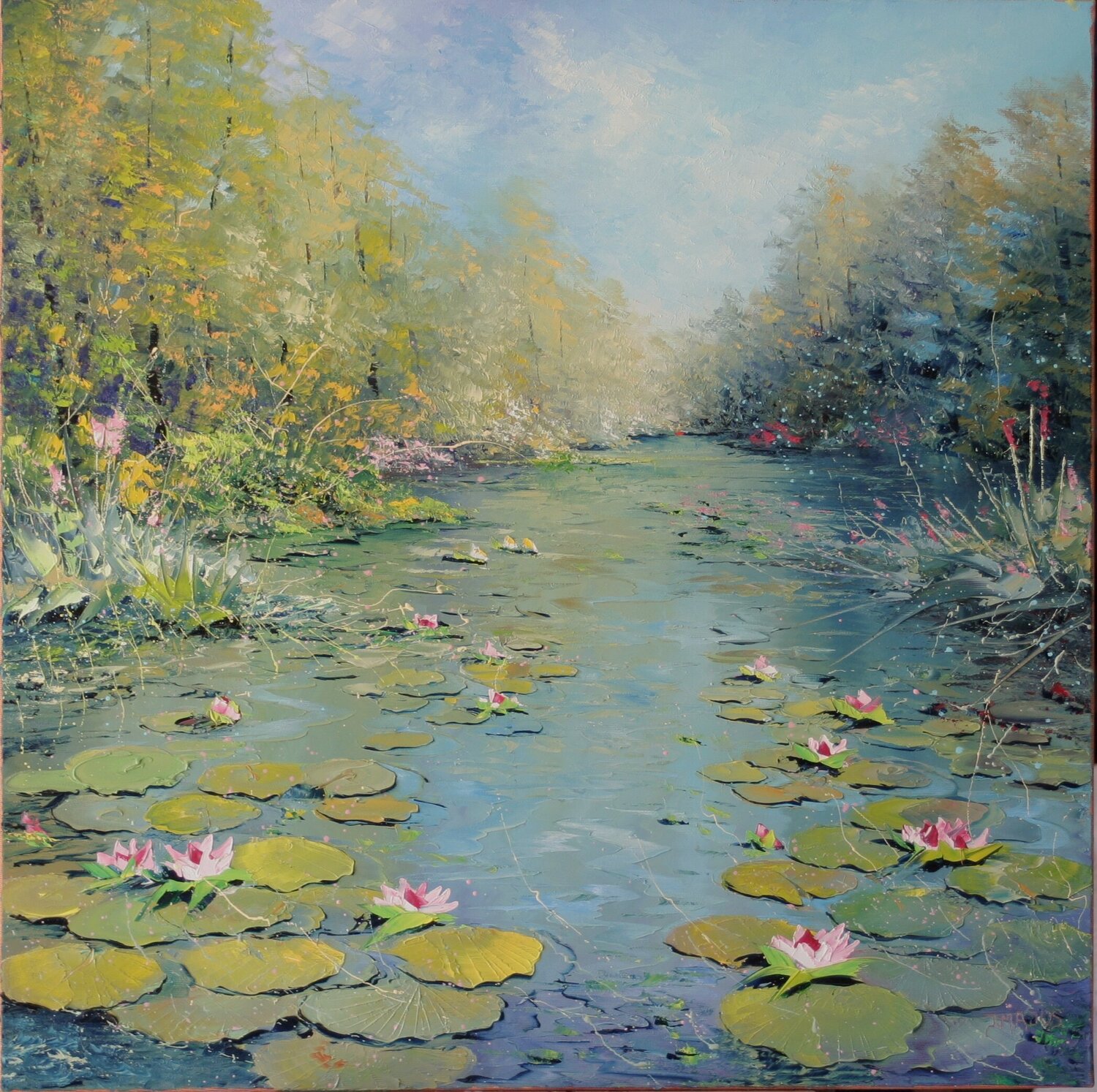 L'étang aux nénuphars Jacques Majos Pintura original en venta
