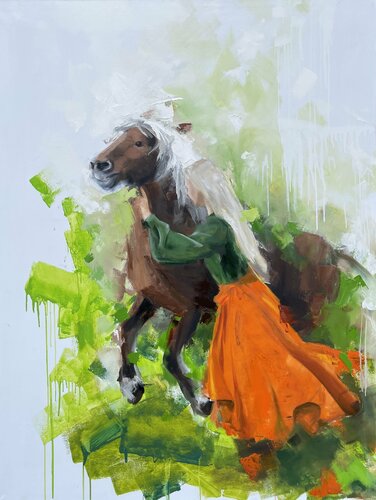 STRENGTH AND MAJESTIC BEAUTY Whispers of Freedom: The Bond Between Horse and Soul Ethereal Connection Nature Harmony Spiritual Simplicity Rebirth Bright Life Spring Awakening van Victo, Schilderij te koop op Singulart