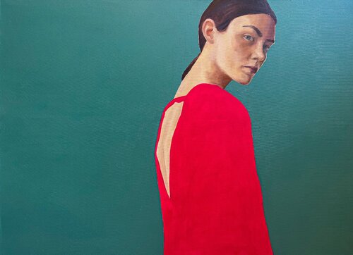 110x80 cm - A Portrait of Strength and Beauty Original Painting of Beautiful Woman Hand-painted Modern Art Paintings Realistic Wall Decor Canvas Art Life Model Portrait van Victo, Schilderij te koop op Singulart