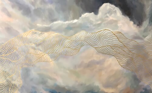 Clouds Abstract Cloudscape Abstract Horizon Ethereal Clouds Shining painting Texture Artwork Hand-painted Ready to Hang Rich Texture Canvas Art van Victo, Schilderij te koop op Singulart