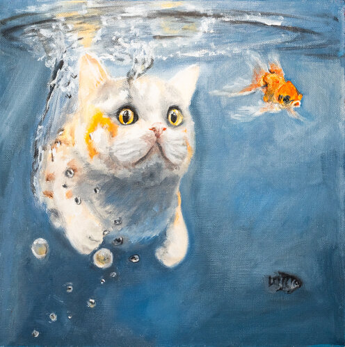 Feline Nirvana van Victo, Schilderij te koop op Singulart