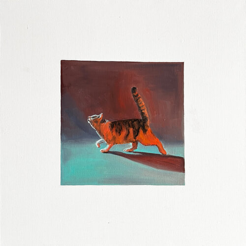 She Owns the Room | Bold Contemporary Cat Painting with Feminine Energy van Victo, Schilderij te koop op Singulart