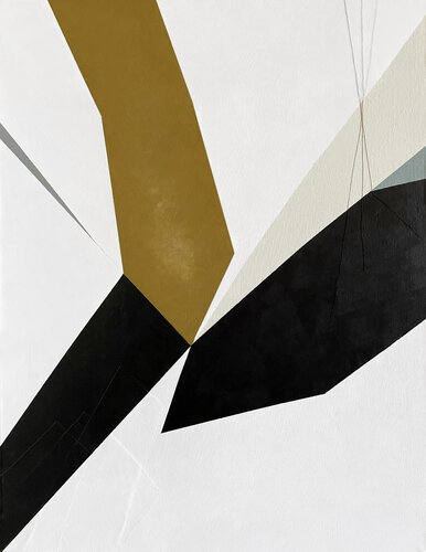 Golden Edge – Geometric Minimalist Abstract – Acrylic on Canvas – 27½ x 35 in by Victo, Painting for Sale on Singulart