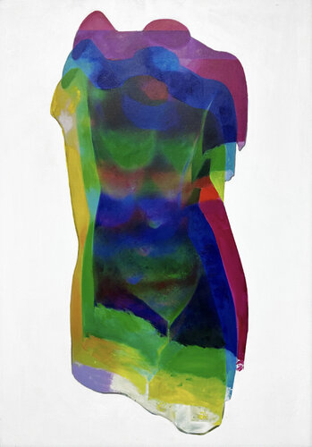 Aphrodite 2.0 Abstract Overlap, Vibrant Layers, Urban and Pop Style, Minimalist Painting, Hand-painted, Ready to Hang, Rich Texture, Canvas Art, Metamodernism van Victo, Schilderij te koop op Singulart
