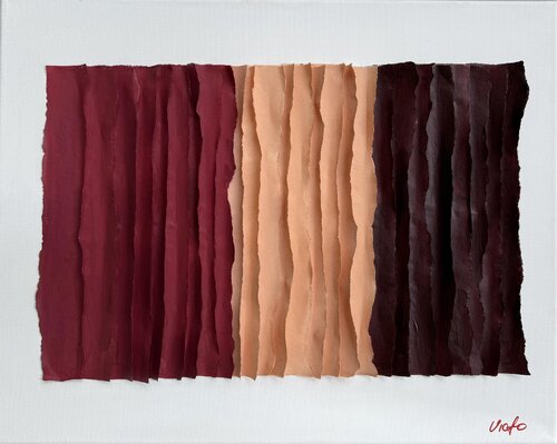 Minimalist Burgundy & Blush Abstract | Textured Mixed Media on Canvas – 20 × 16 in van Victo, Schilderij te koop op Singulart