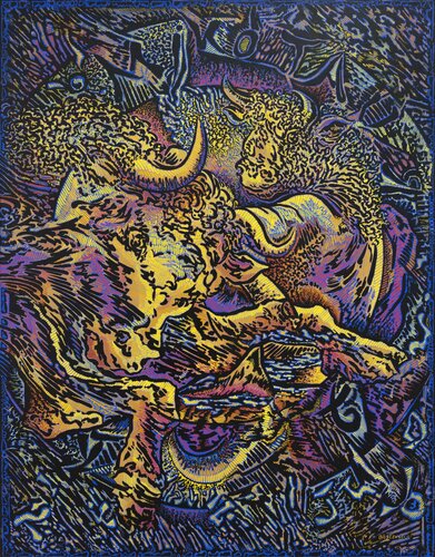 Mythorologie, Acrylique sur toile, 146 x 114 cm van Béatrice Bescond, Schilderij te koop op Singulart