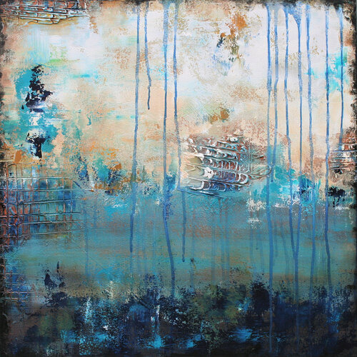 Abstract Hebrides 60 X 60cm Textured Abstract Painting van Susan Wooler, Schilderij te koop op Singulart