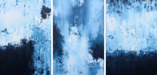 XXXL Midnight Whispers 183 x 92 cm (72 x 36 inch) Abstract Paintings Triptych van Susan Wooler, Schilderij te koop op Singulart