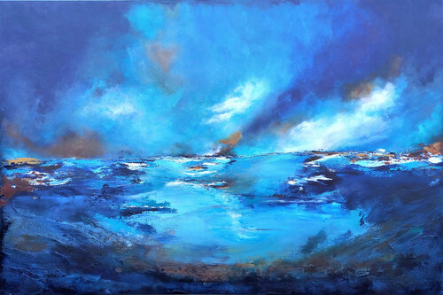 XXXL Moonlit Ocean 120 x 80 cm van Susan Wooler, Schilderij te koop op Singulart