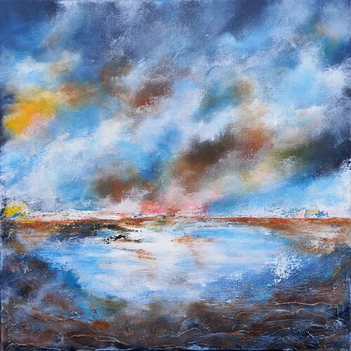 Autumn Sky 50 x 50 cm van Susan Wooler, Schilderij te koop op Singulart