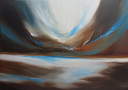 XXL Tranquil Shores Oil Painting 100 x 70 cm van Susan Wooler, Schilderij te koop op Singulart