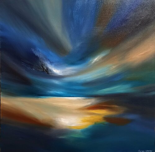Twilight Ocean Oil Painting 60 x 60 cm van Susan Wooler, Schilderij te koop op Singulart