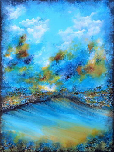 XXL Beyond Now 100 x 75cm Textured Abstract Painting van Susan Wooler, Schilderij te koop op Singulart