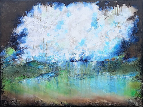 XXL Late Afternoon Sunset 102 x 76 cm van Susan Wooler, Schilderij te koop op Singulart