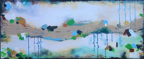 XL Over the Ridge 120 x 50 cm Abstract Painting van Susan Wooler, Schilderij te koop op Singulart
