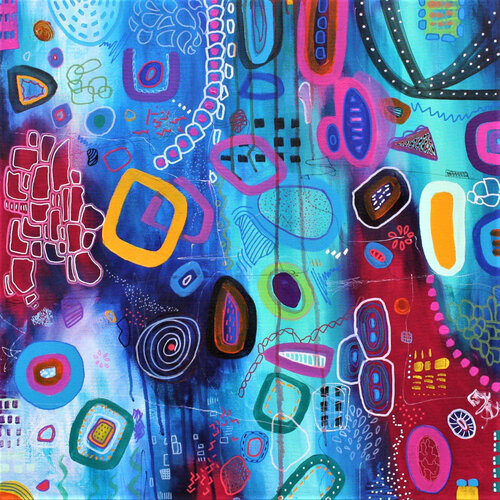 You are My Sun, My Moon and My Stars 70 x 70 cm Abstract Painting van Susan Wooler, Schilderij te koop op Singulart