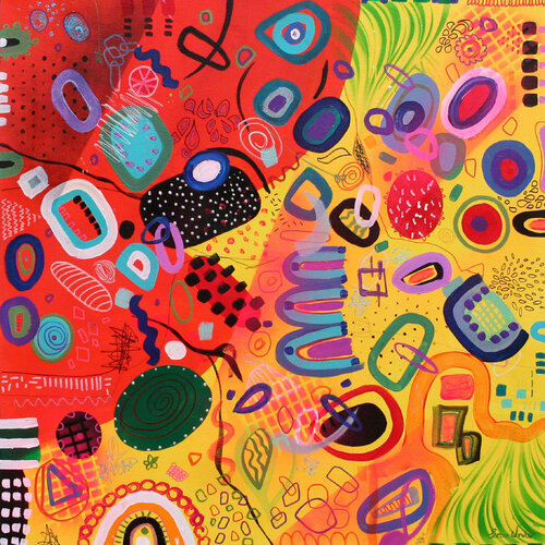 Save The Last Dance For Me 80 x 80 cm Abstract Painting van Susan Wooler, Schilderij te koop op Singulart