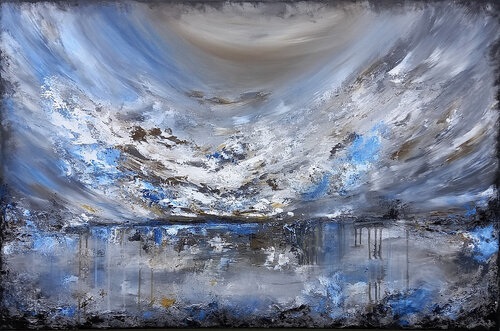 XXXL Drifting Clouds 120 x 80 cm Textured Painting van Susan Wooler, Schilderij te koop op Singulart