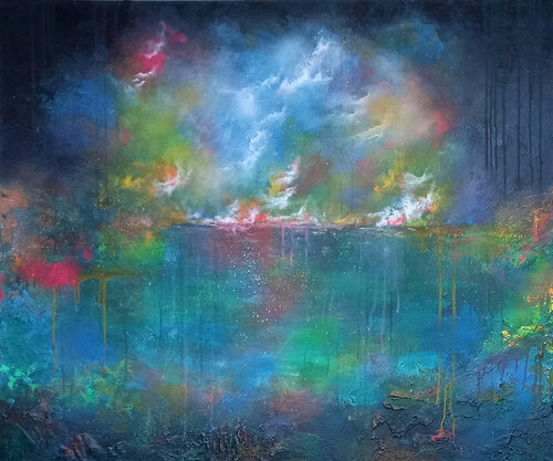 XXXL Beginning of Time 120 x 100 cm de Susan Wooler, Pintura a la venta en Singulart