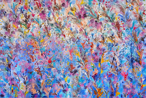 Symphony of Exotic Blooms Oil Painting de Susan Wooler, Pintura a la venta en Singulart
