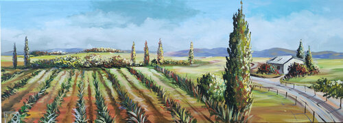 Green fields of Galilee di Maria Kireev, Pittura in vendita su Singulart
