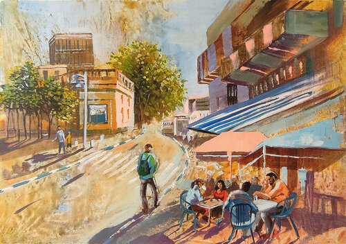 Tel Aviv cafe von Maria Kireev, Malerei kaufen auf Singulart