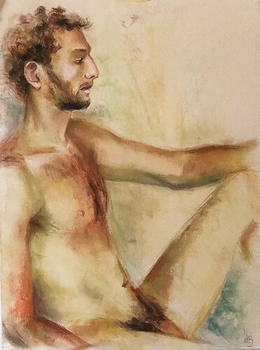 Naked young man Drawing von Maria Kireev, Zeichnungen kaufen auf Singulart