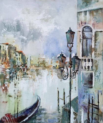 Venetian lantern & gondolas von Maria Kireev, Malerei kaufen auf Singulart