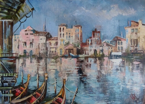Blue Venice by Maria Kireev, 회화 for Sale on Singulart