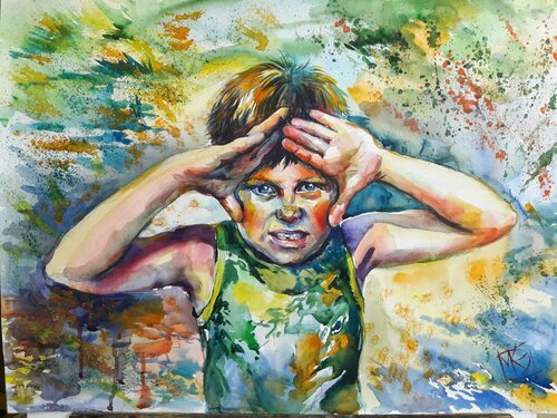 Watercolor portrait for commission di Maria Kireev, Opera su carta in vendita su Singulart