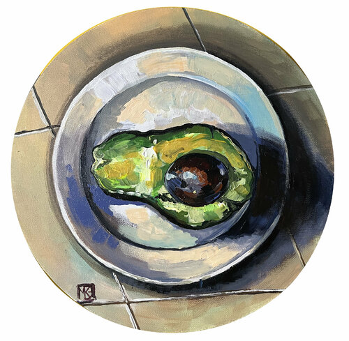 Avocado plate von Maria Kireev, Malerei kaufen auf Singulart