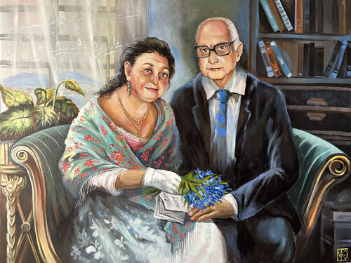 Married couple (portrait to order) van Maria Kireev, Schilderij te koop op Singulart