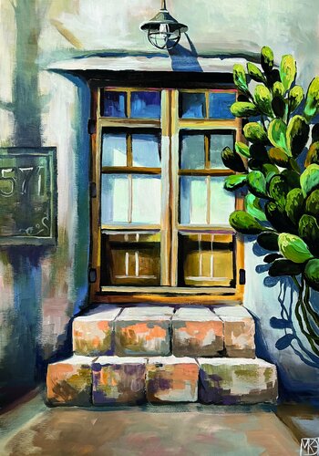 The door with cactus von Maria Kireev, Malerei kaufen auf Singulart