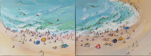 Sunny beach - diptych von Maria Kireev, Malerei kaufen auf Singulart