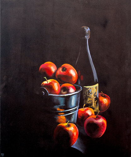 Still life with champagne van Maria Kireev, Schilderij te koop op Singulart
