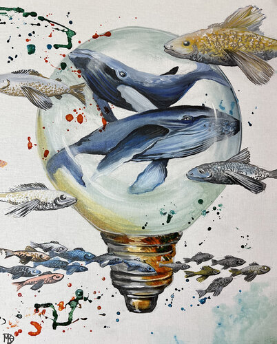 The whales  is my mind von Maria Kireev, Malerei kaufen auf Singulart