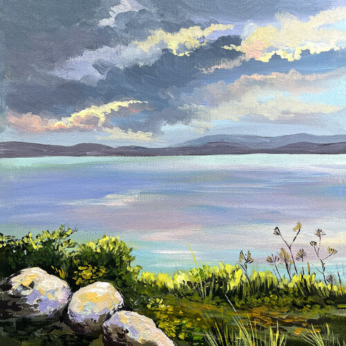 Kinneret-Sea of Galilee de Maria Kireev, Pintura a la venta en Singulart