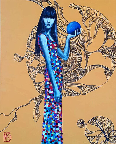 The lady with a ball von Maria Kireev, Malerei kaufen auf Singulart