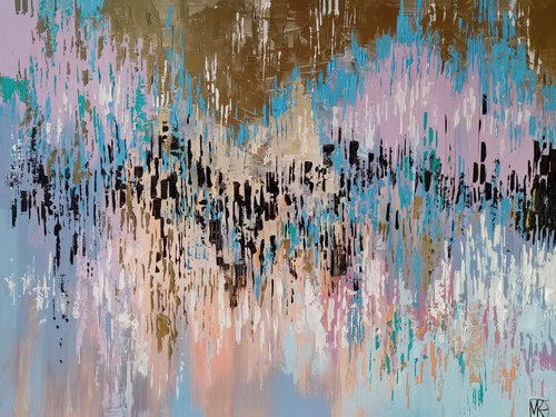 Golden pastel city by Maria Kireev, 회화 for Sale on Singulart