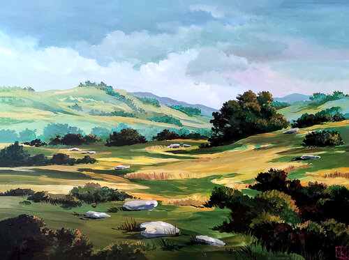 Green valley view von Maria Kireev, Malerei kaufen auf Singulart