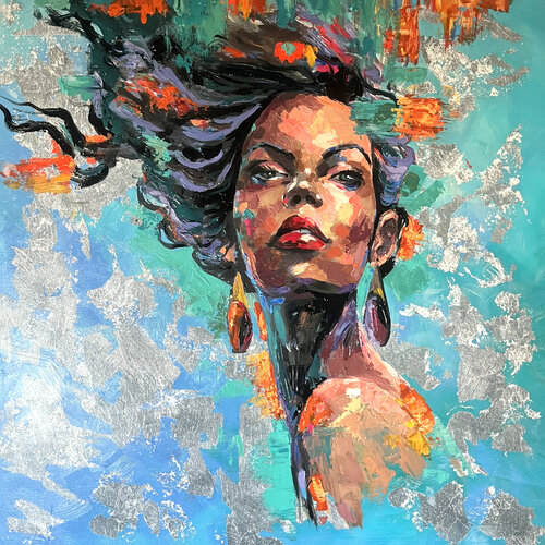 I am woman.Mixed media large giclee print. di Maria Kireev, Pittura in vendita su Singulart