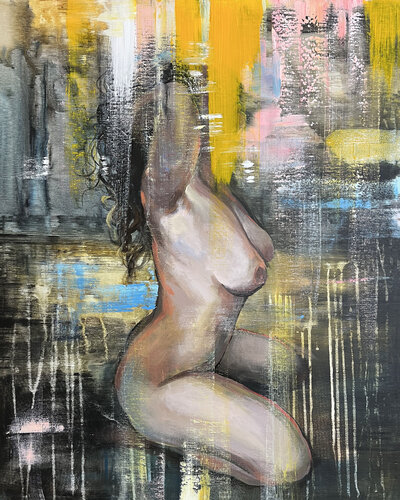 Nude on yellow di Maria Kireev, Pittura in vendita su Singulart