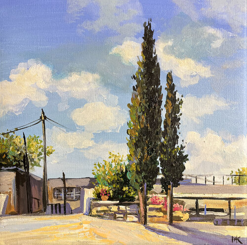 Cypresses in the monastery courtyard. Maria Kireev