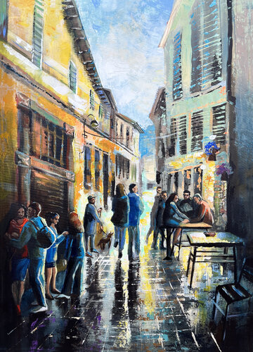 City twilight n Como van Maria Kireev, Schilderij te koop op Singulart
